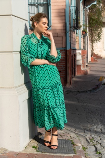 Polka Dot Chiffon Dress